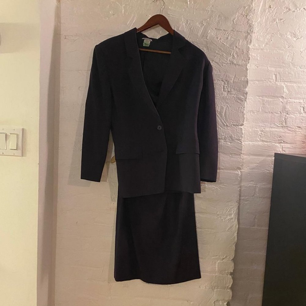 two button tailored suit with skirt